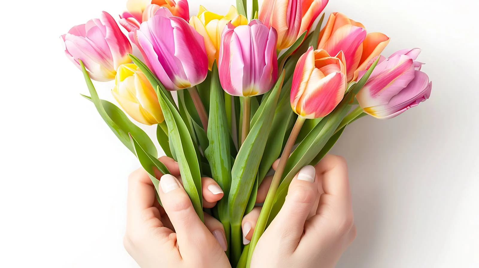 Elegant Tulip Bouquet in Woman's Hands — free download from Dotvec
