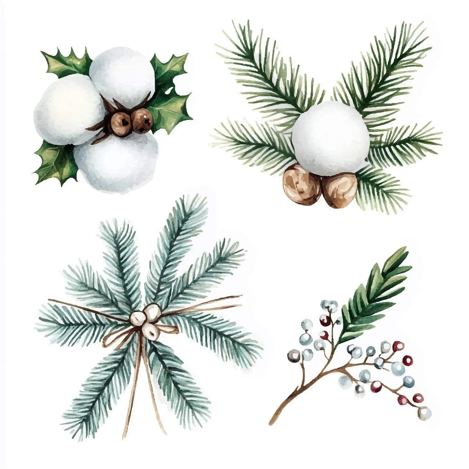 Watercolor Cotton Labels with Greenery and Berries – free berries image from Dotvec