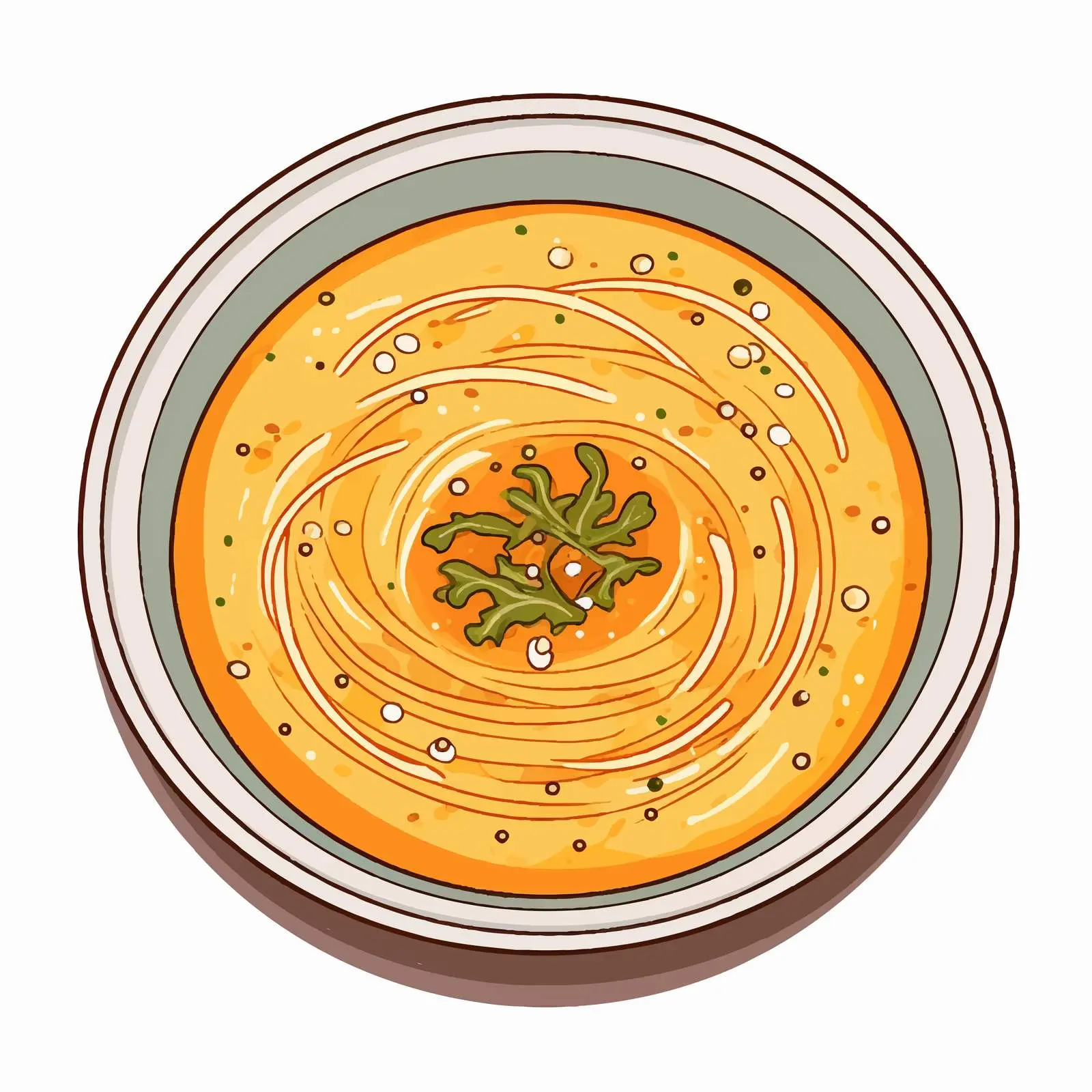 Line Vector Illustration of Bowl and Soup — free download from Dotvec