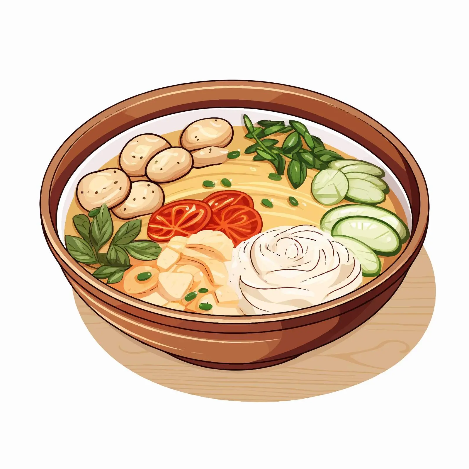 Bowl and Soup Line Vector Illustration — free download from Dotvec