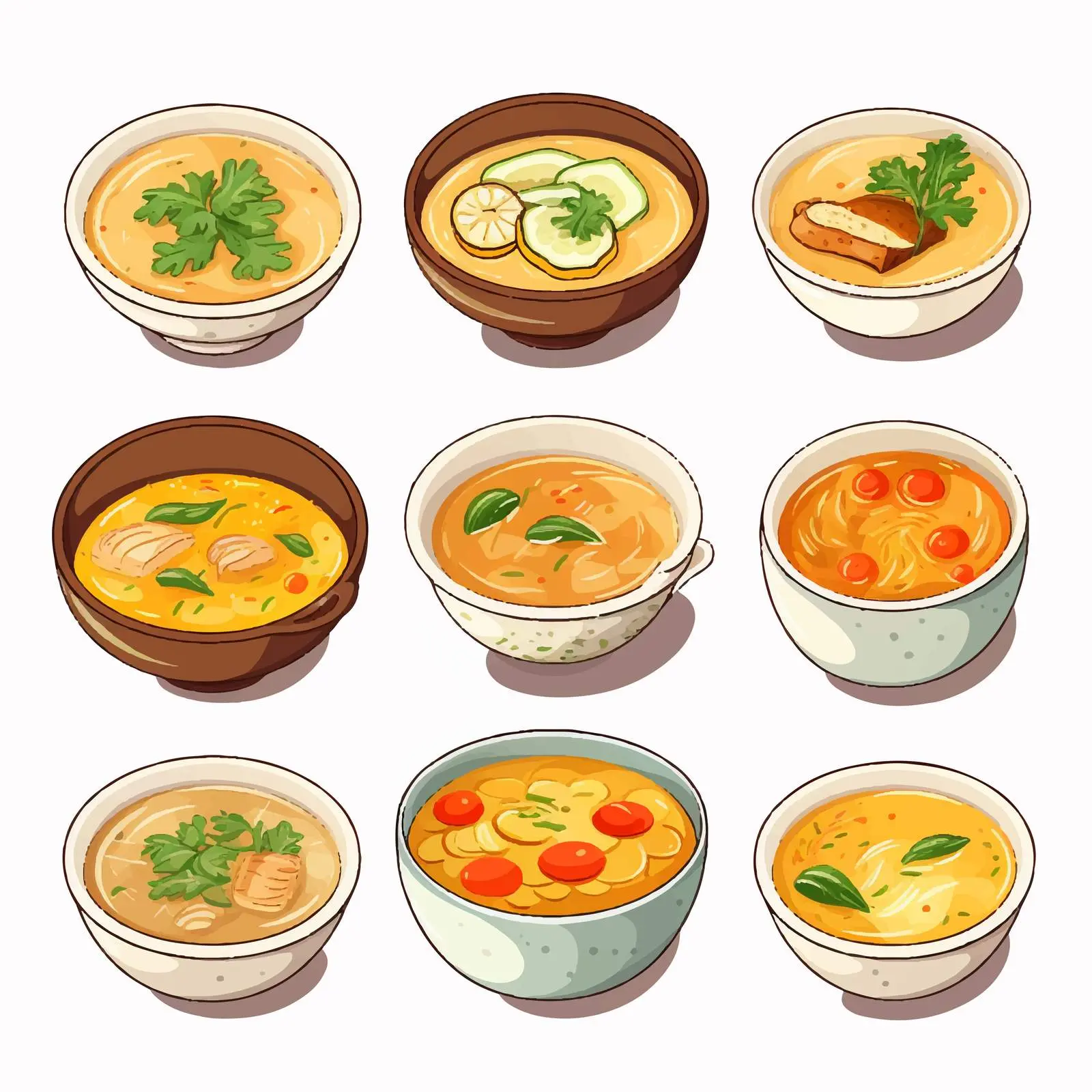 Line Vector Illustration of Bowl and Soup — free download from Dotvec