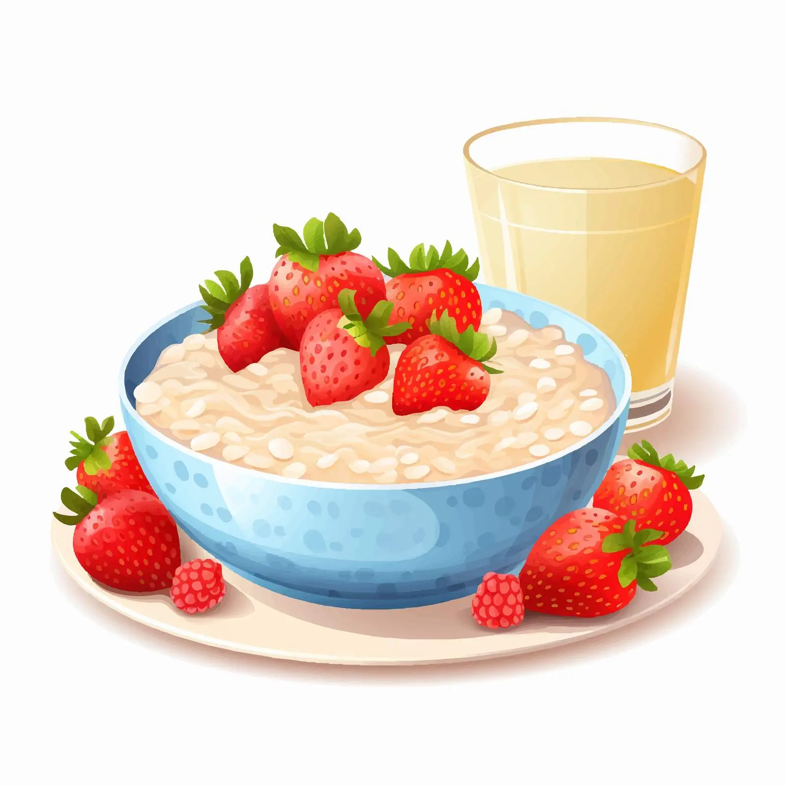 Oatmeal with Strawberries and Milk Breakfast — free download from Dotvec