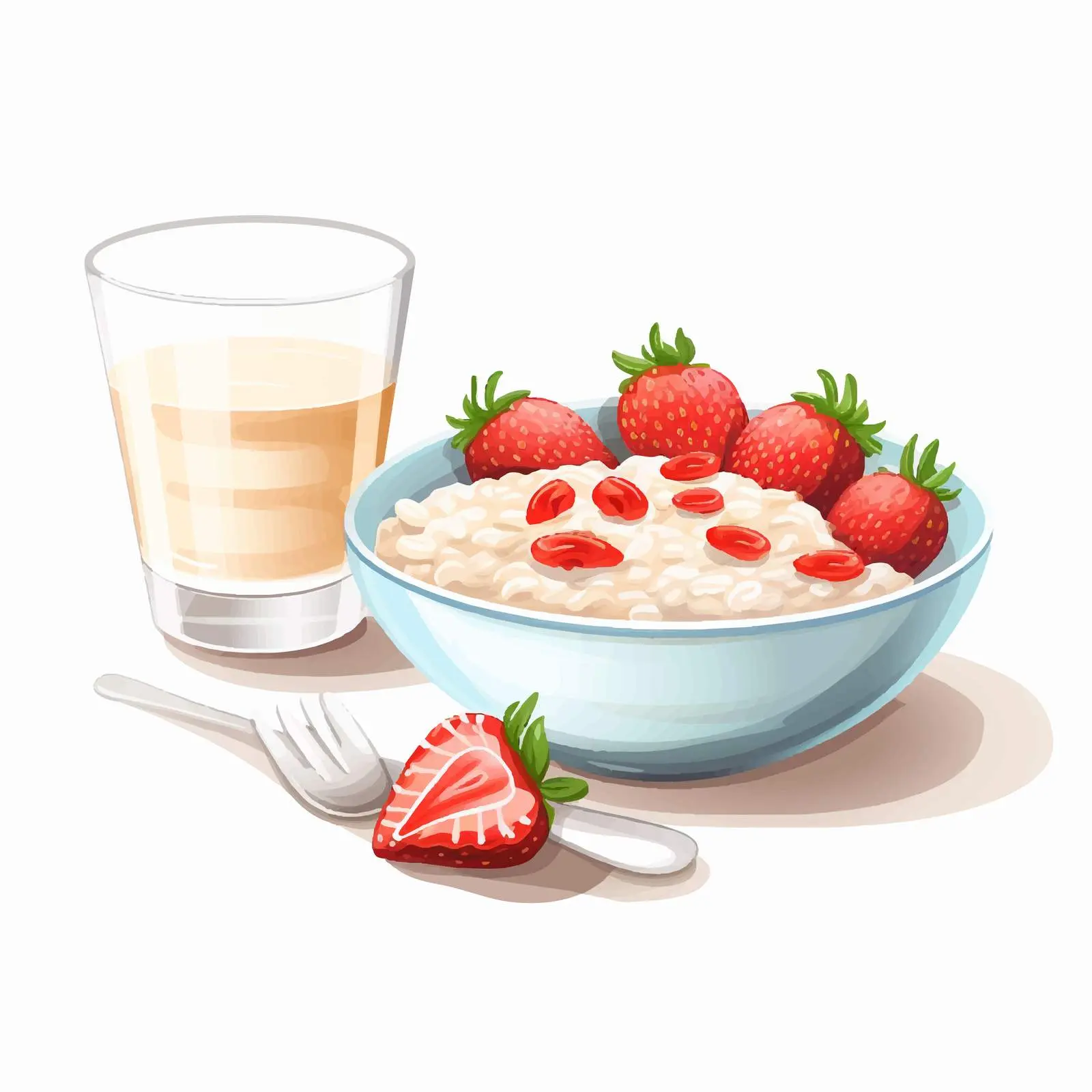 Healthy Breakfast Oatmeal with Strawberries and Milk — free download from Dotvec