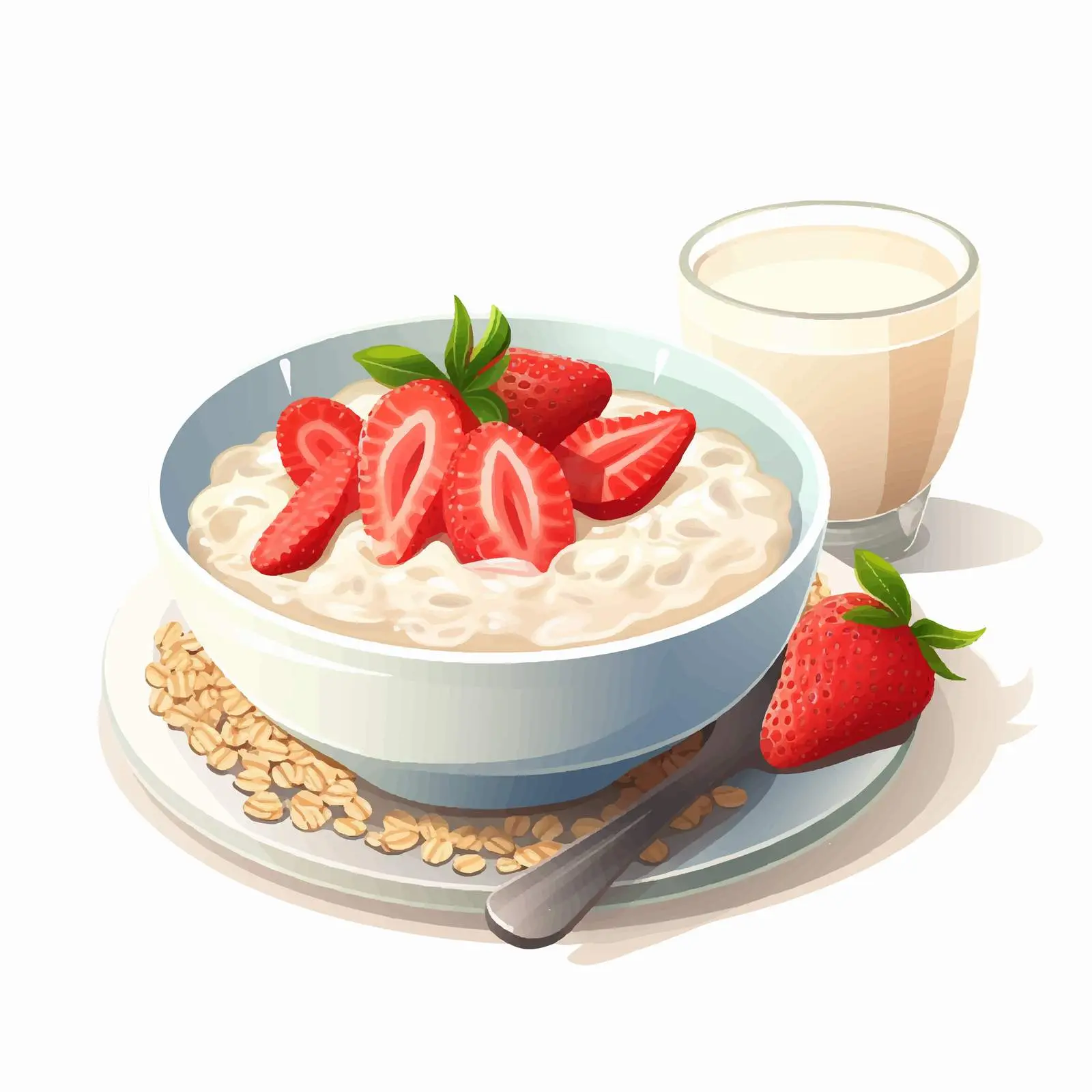 Healthy Breakfast Bowl with Oatmeal and Strawberries — free download from Dotvec
