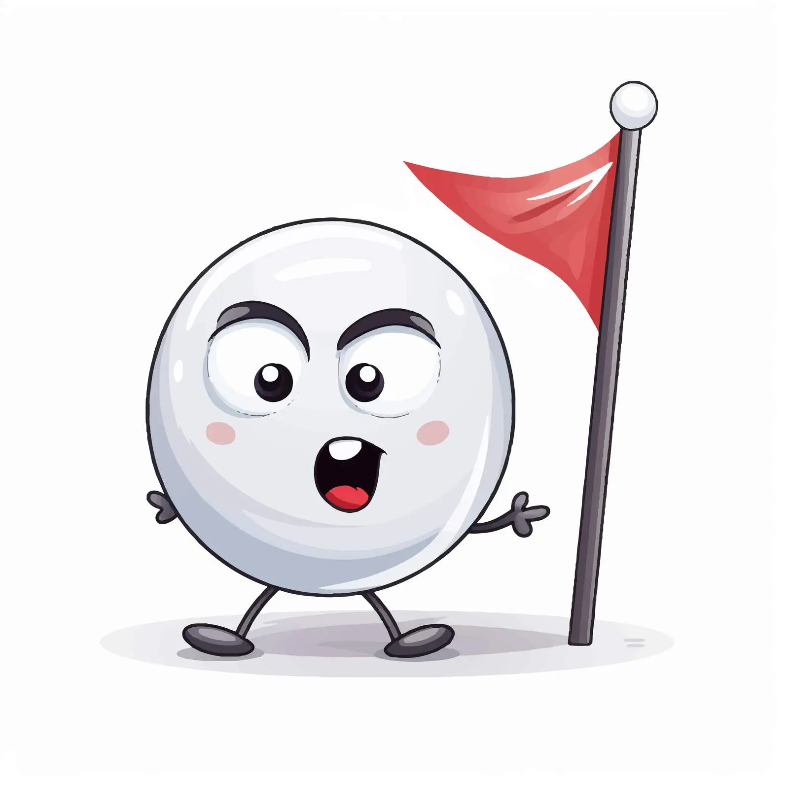 Cartoon Bowling Ball Mascot Holding White Flag — free download from Dotvec