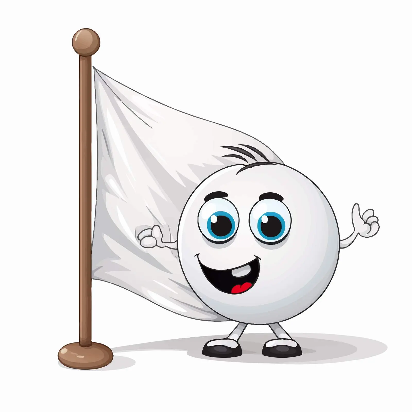 Cartoon Bowling Ball Mascot Holding White Flag — free download from Dotvec