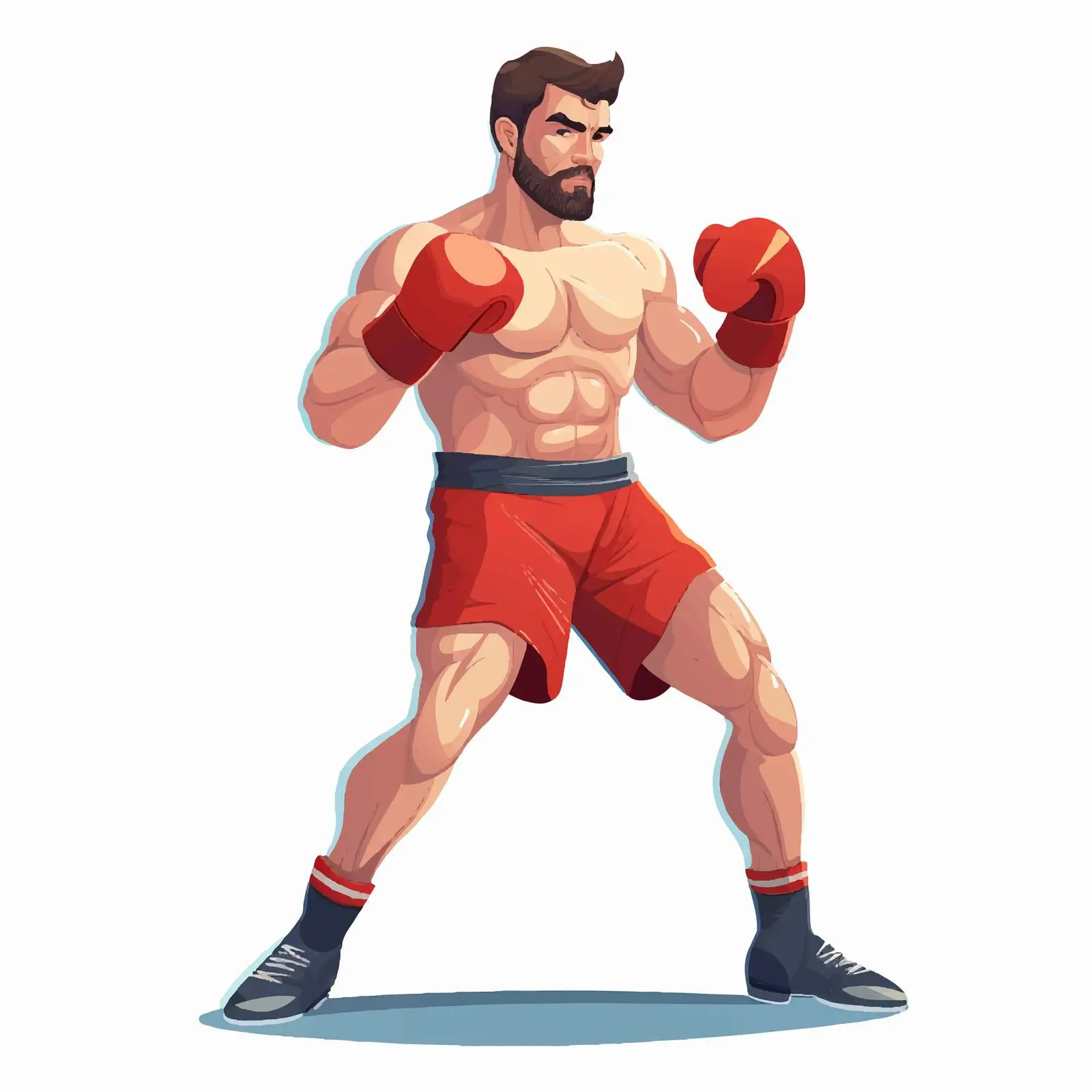 Professional Boxer in Defending Pose Vector Art – free intensity image from Dotvec