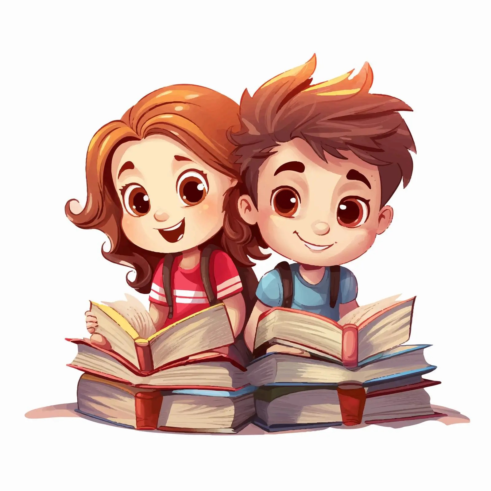 Children Reading on a Stack of Books — free download from Dotvec