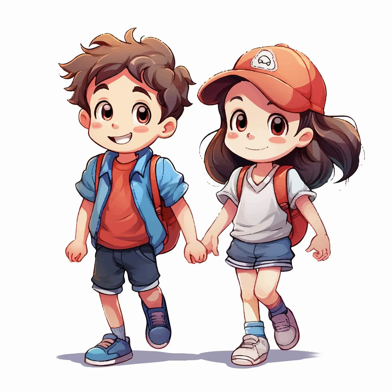 Cartoon Boy and Girl Vector Illustration — free download from Dotvec