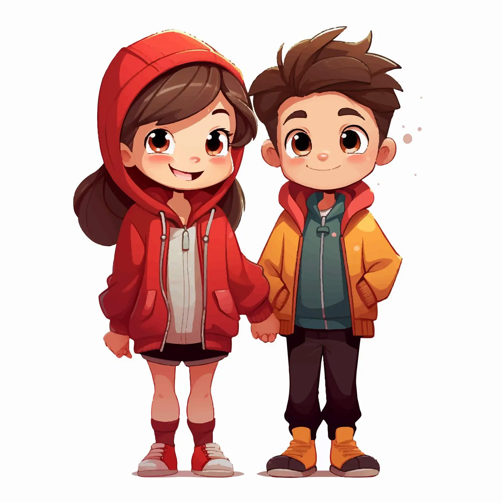 Cute Boy and Girl Cartoon Vector Illustration — free download from Dotvec