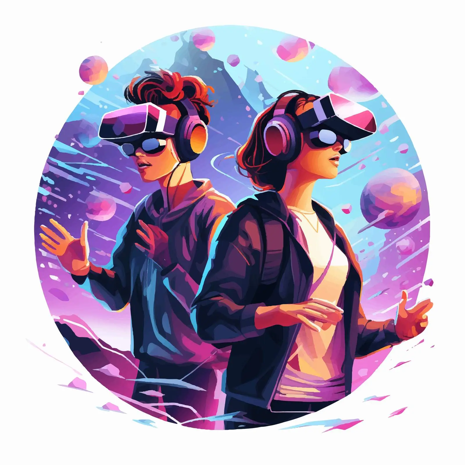 Kids Experiencing Virtual Reality Fun — free download from Dotvec