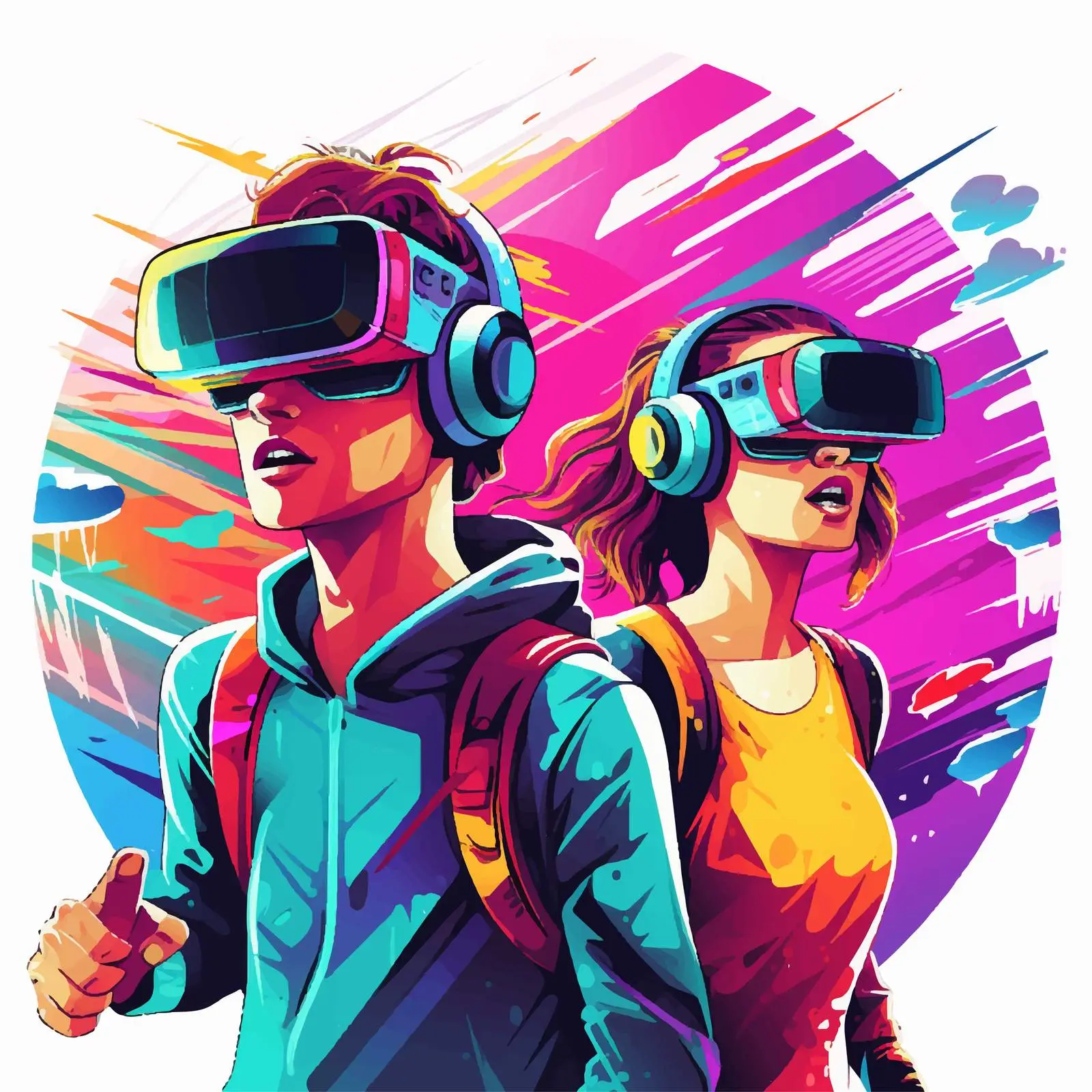 Children Experiencing Virtual Reality Together – free immersive image from Dotvec