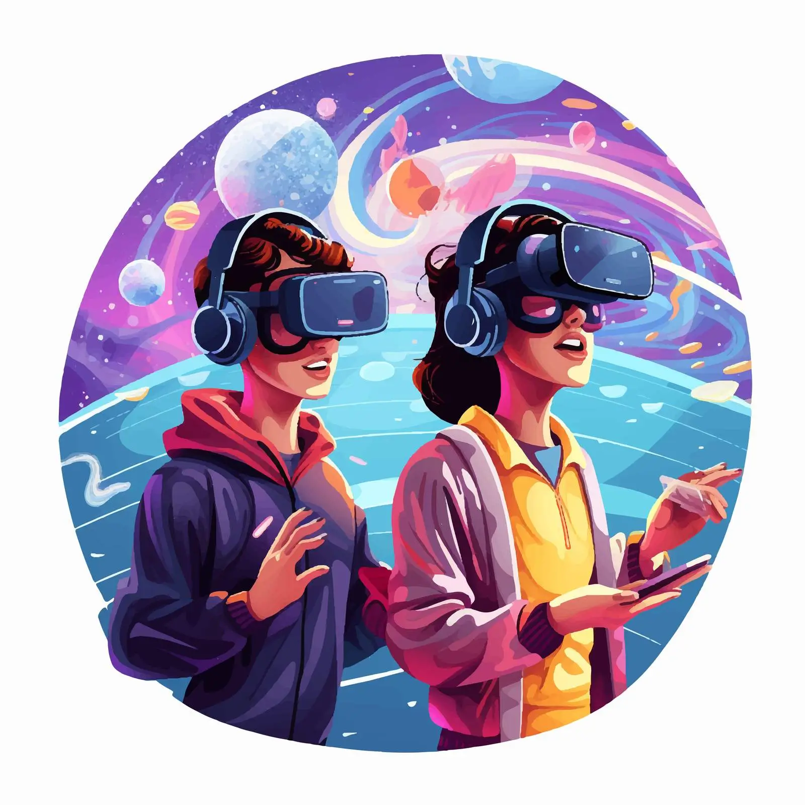 Children Experiencing Virtual Reality Adventure — free download from Dotvec