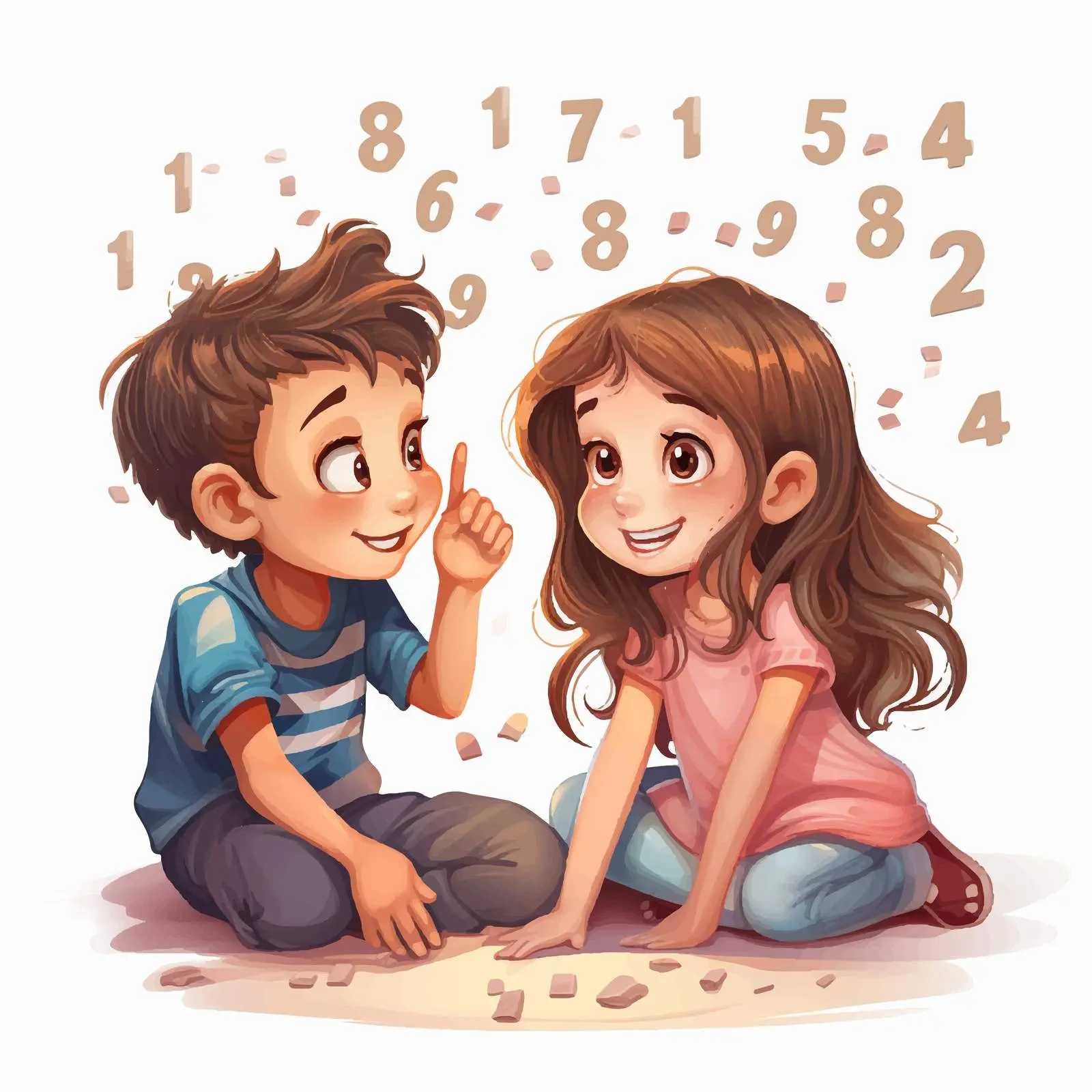 Boy and Girl Analyzing Numbers Illustration — free download from Dotvec