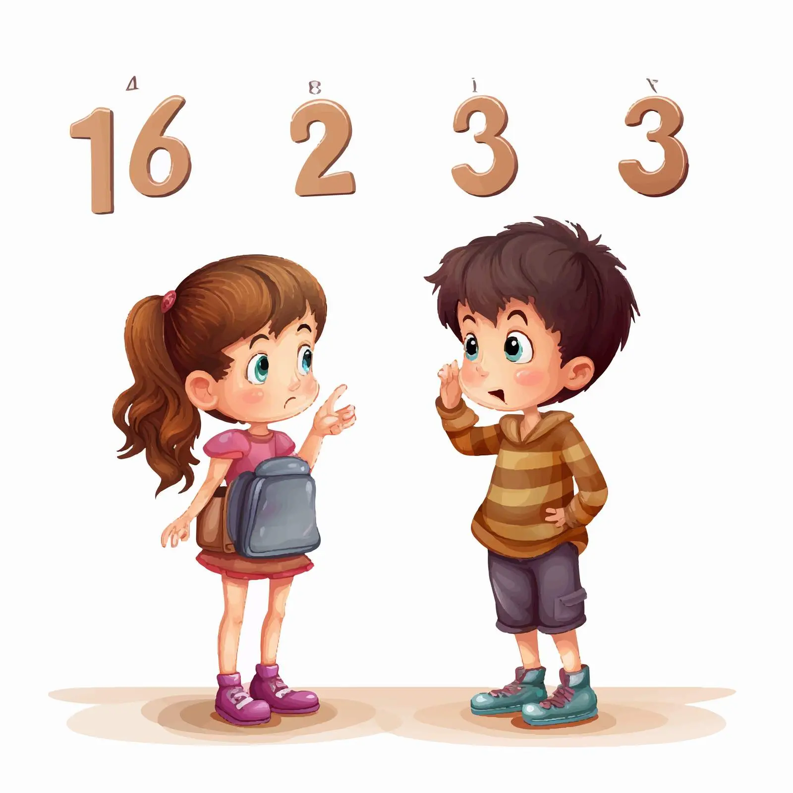 Children Engaging with Numbers Illustration — free download from Dotvec