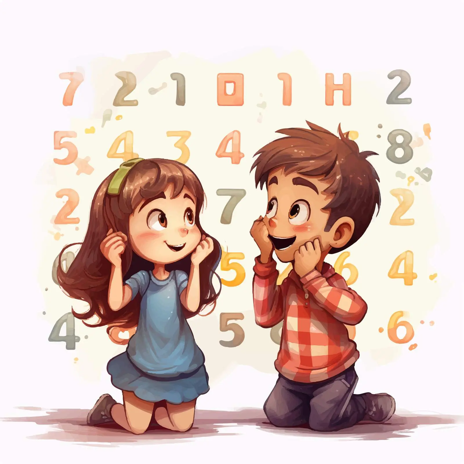 Boy and Girl Analyzing Numbers Illustration — free download from Dotvec