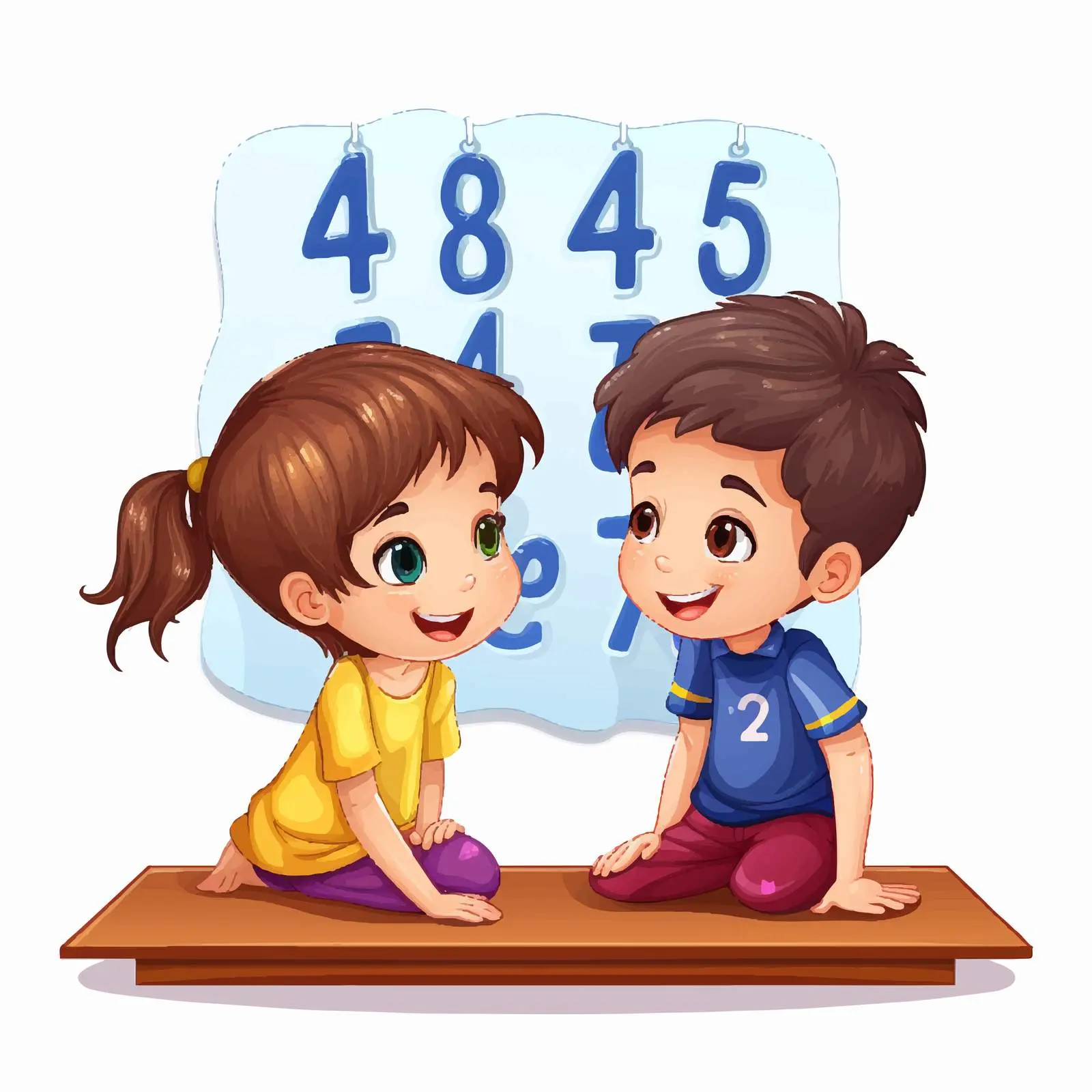 Children Learning Numbers Vector Illustration — free download from Dotvec