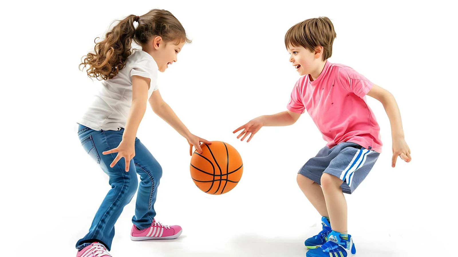 Siblings Playing Basketball at Home — free download from Dotvec
