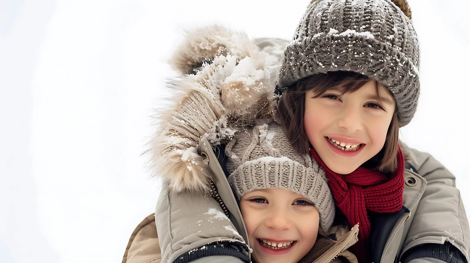 Happy Winter Siblings Piggybacking — free download from Dotvec