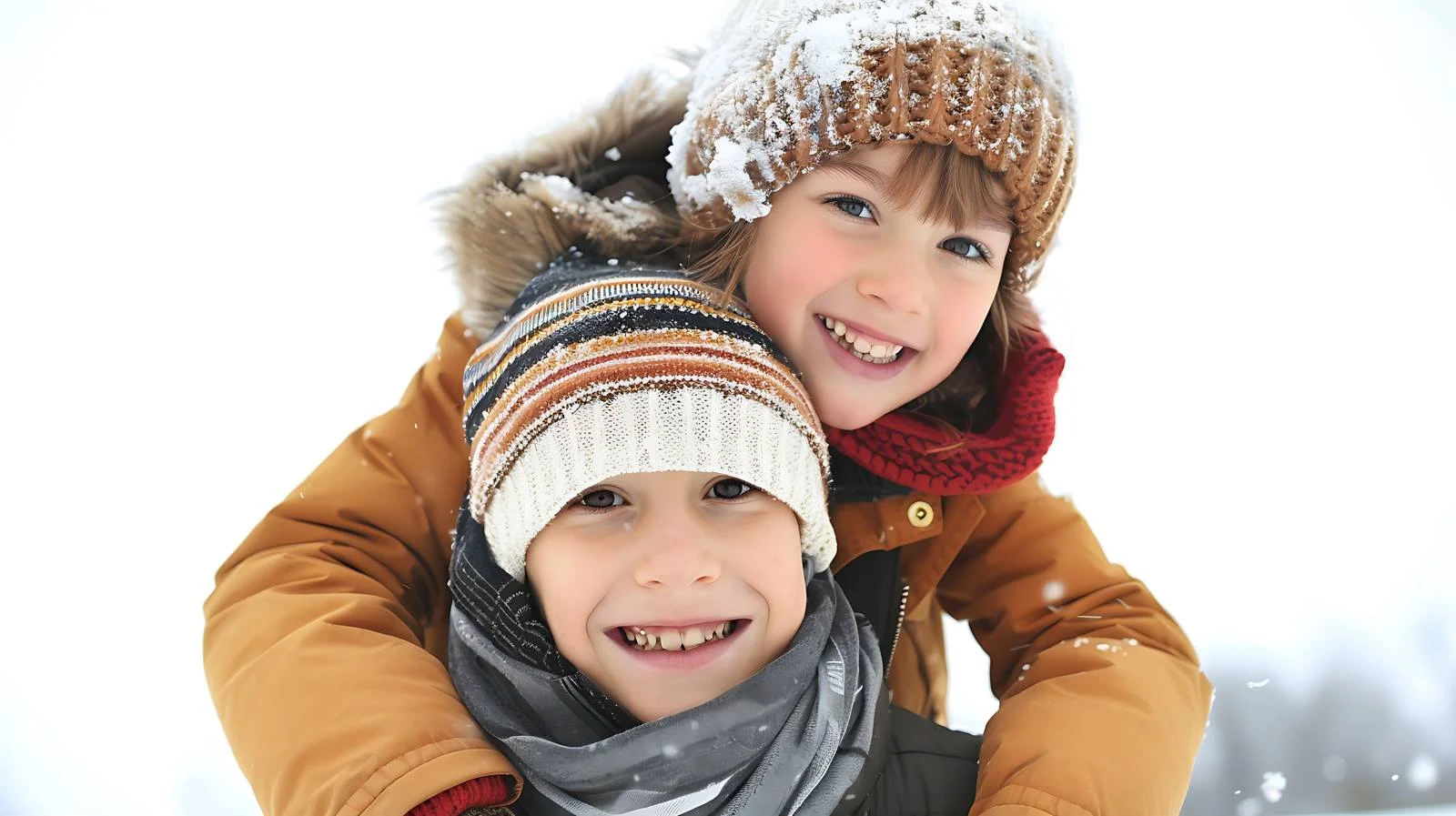 Siblings Winter Adventure Piggyback Fun — free download from Dotvec