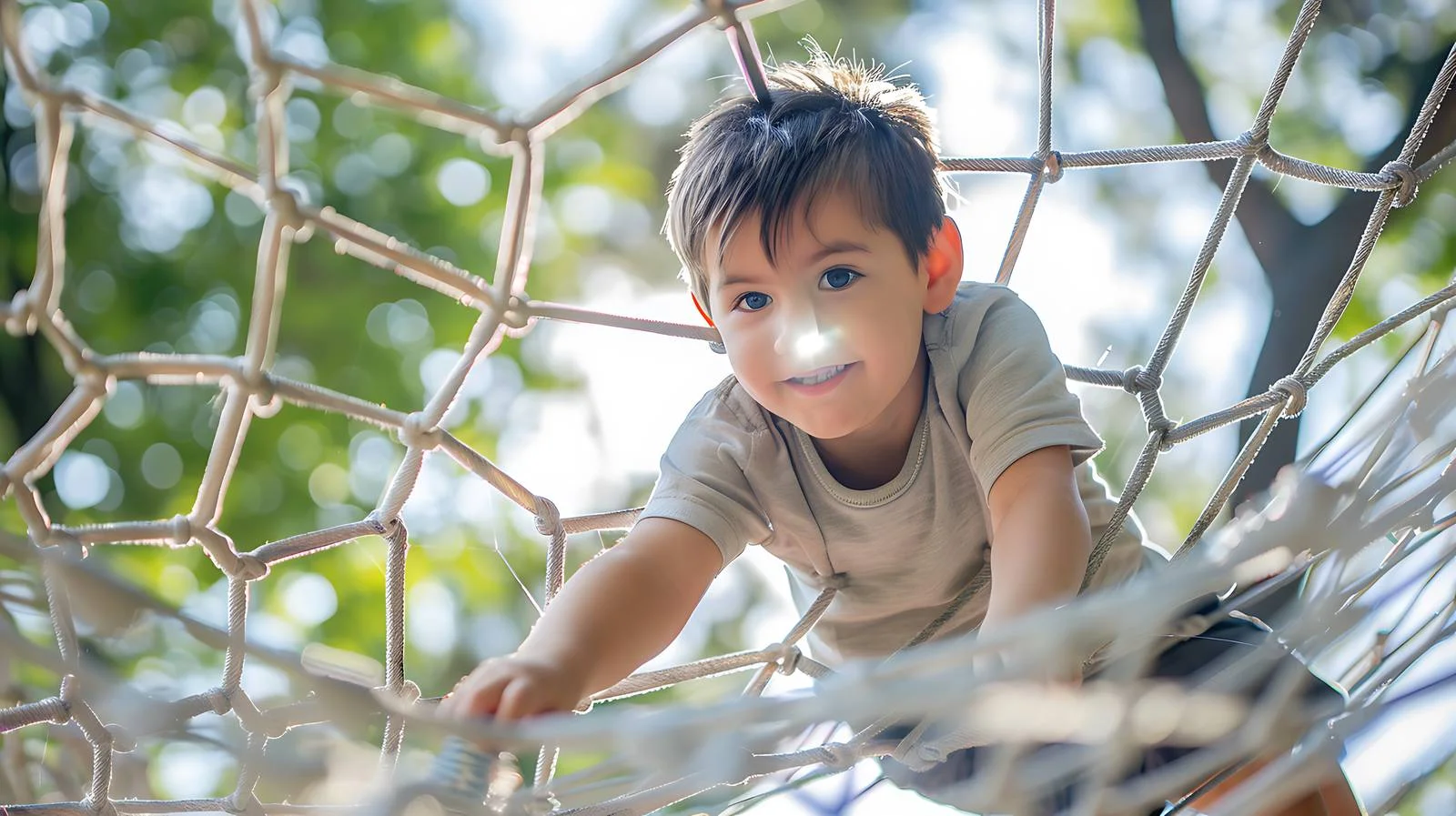 Child Climbing on Spider Web Outdoors — free download from Dotvec