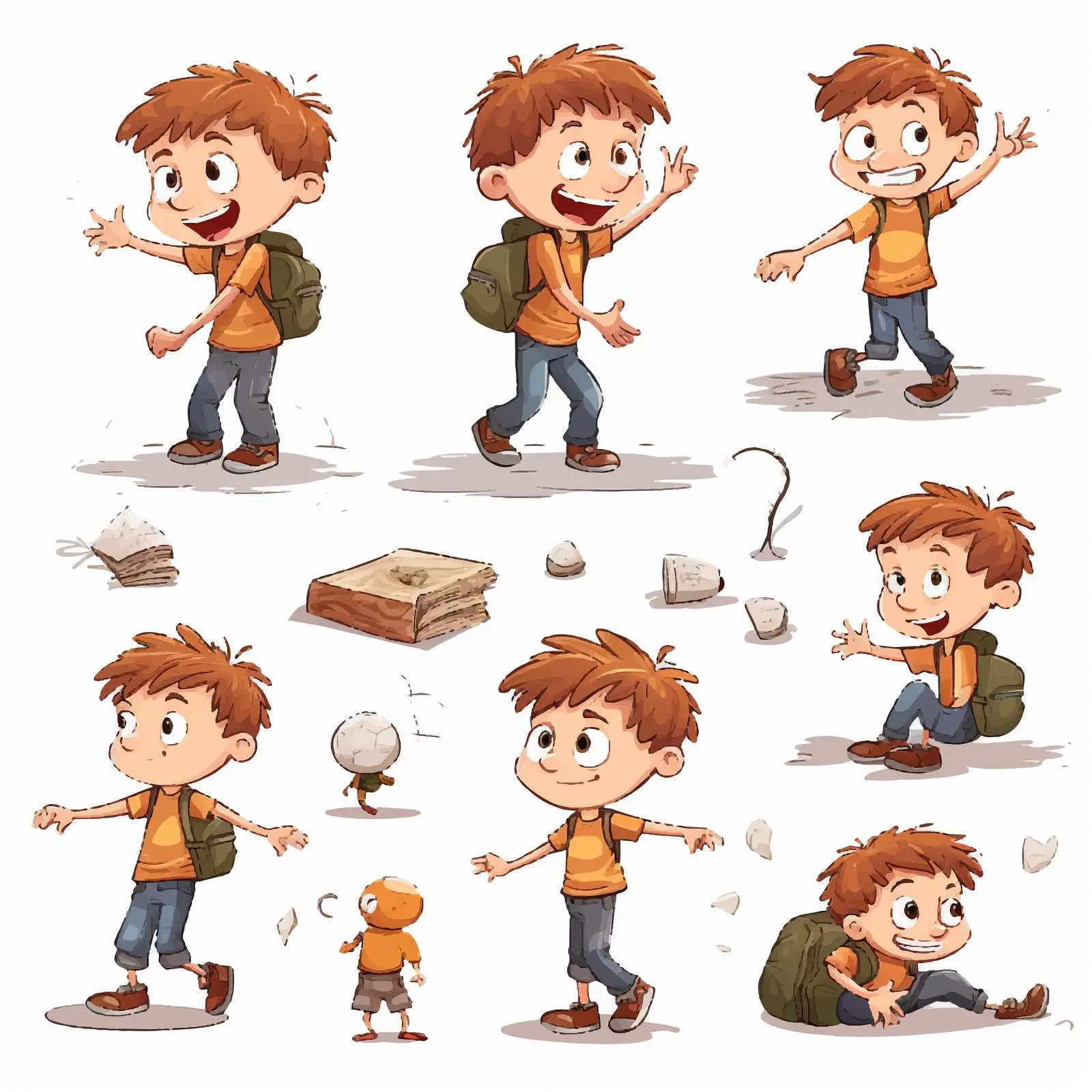 Boy Engaging in Various Fun Activities Illustration — free download from Dotvec