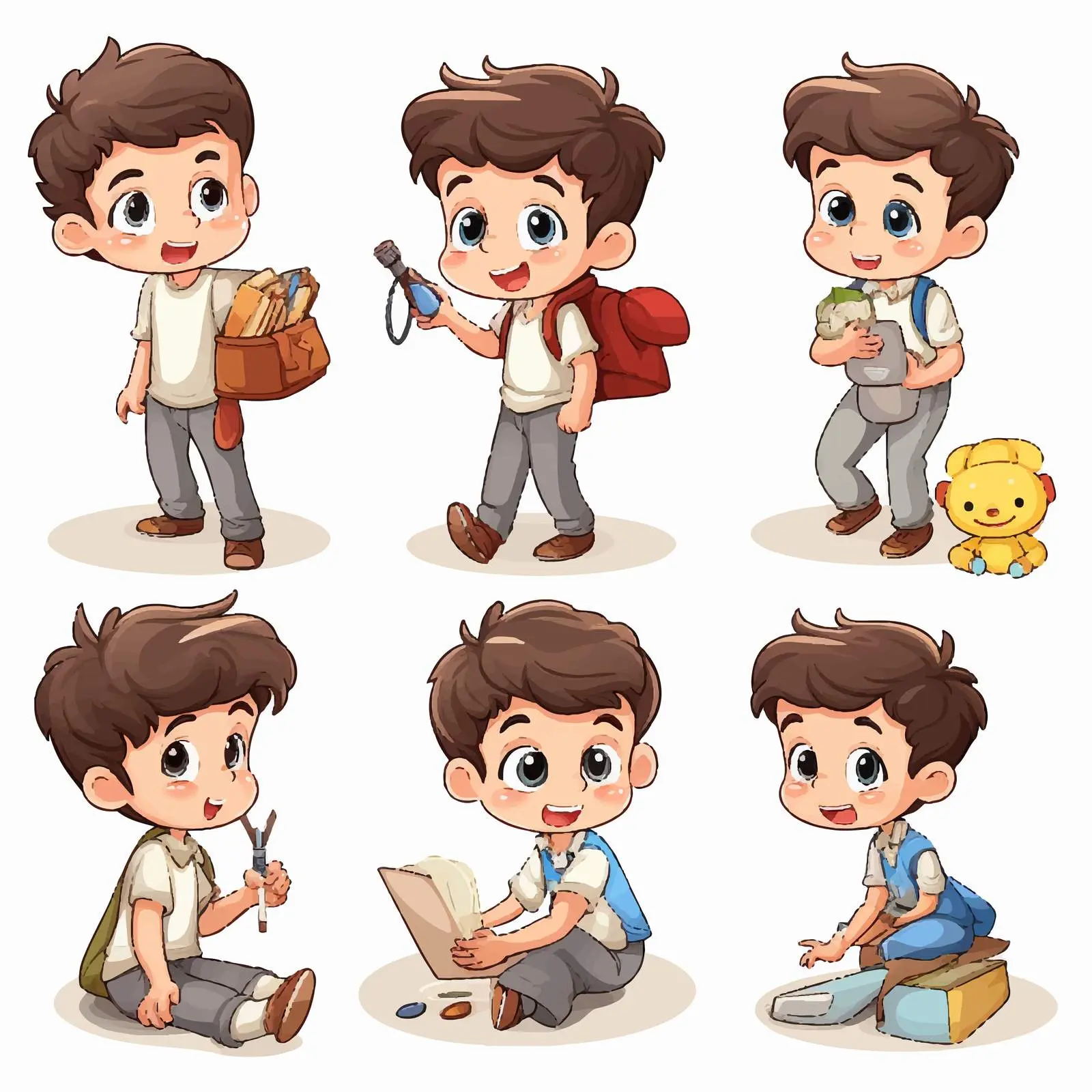 Boy Engaging in Various Fun Activities Illustration — free download from Dotvec