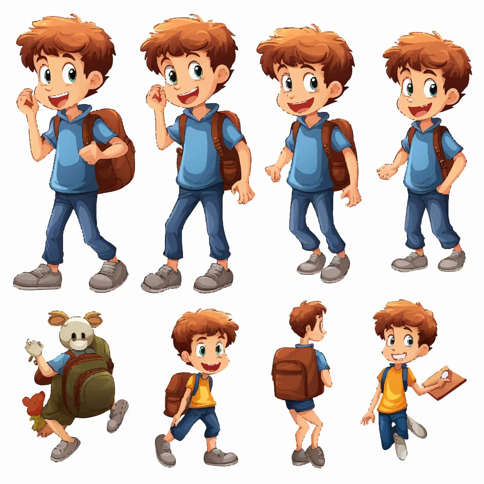 Boy Engaged in Various Activities Illustration — free download from Dotvec