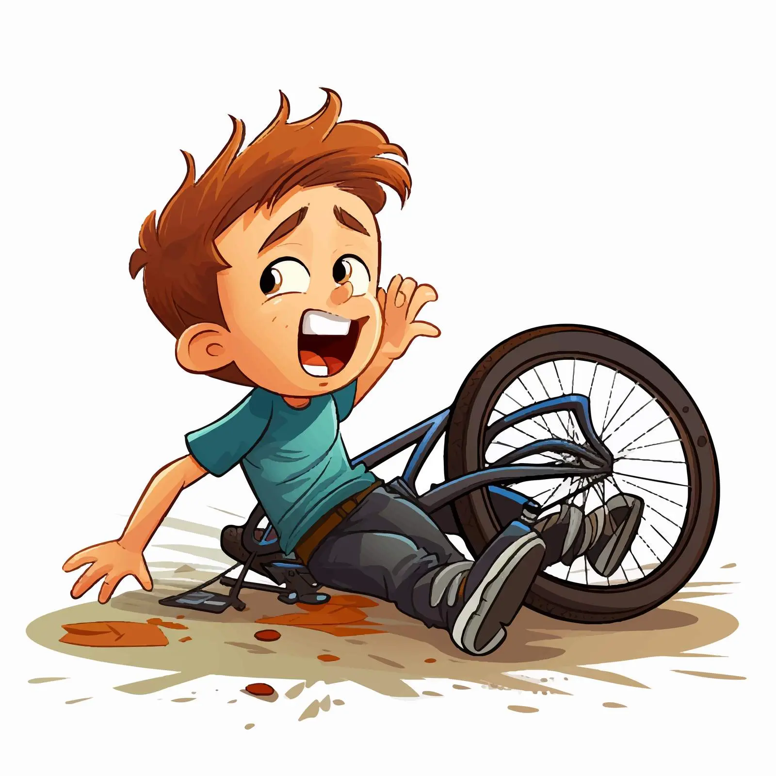 Boy Falling Off Bicycle Cartoon Vector Illustration — free download from Dotvec
