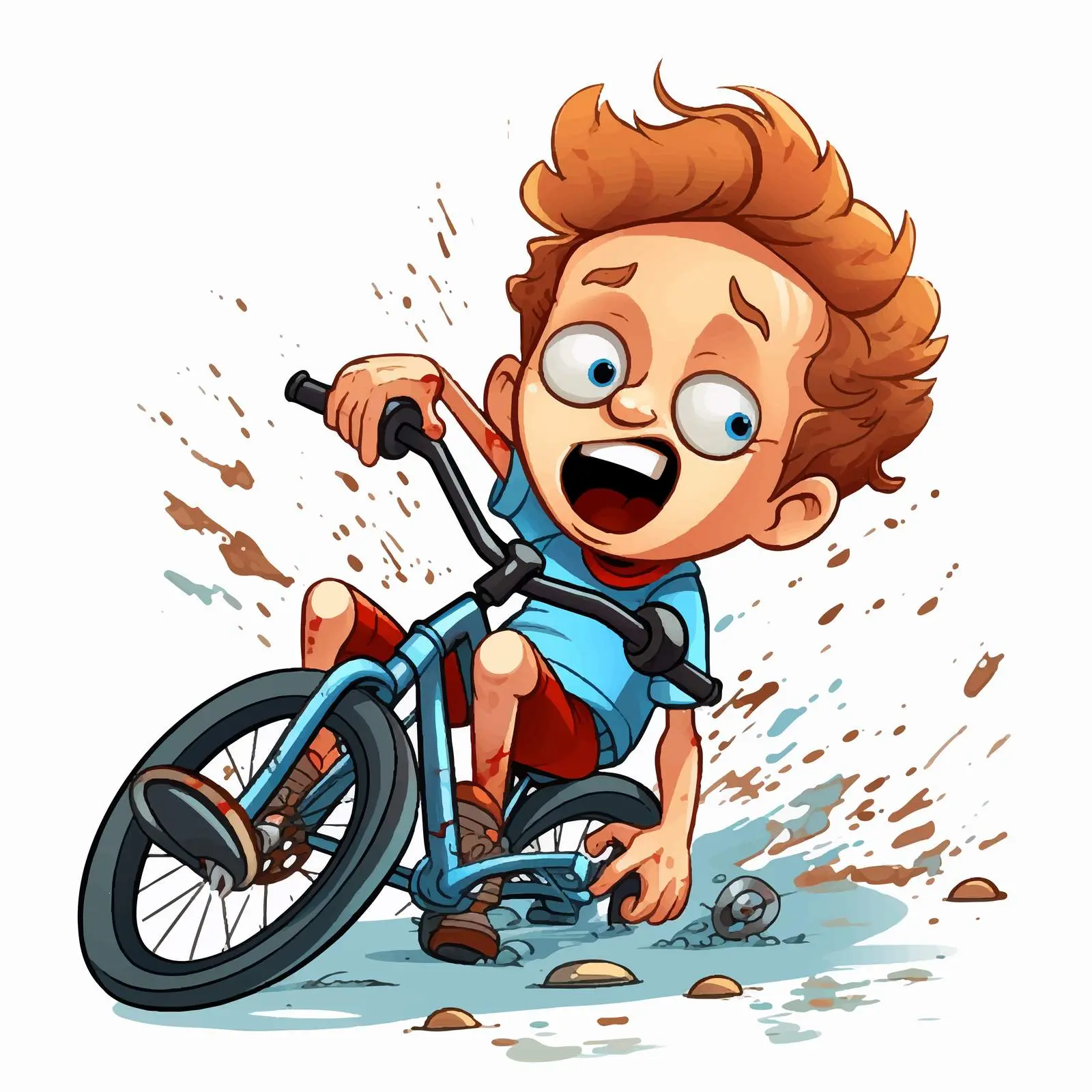 Cartoon Boy Falling Off Bicycle Illustration — free download from Dotvec