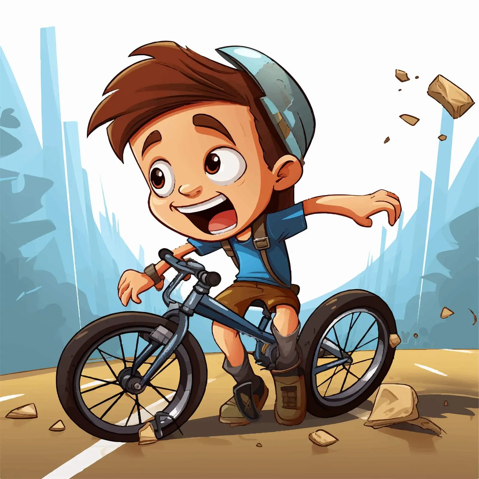 Boy Falling Off Bike Illustration on Street — free download from Dotvec