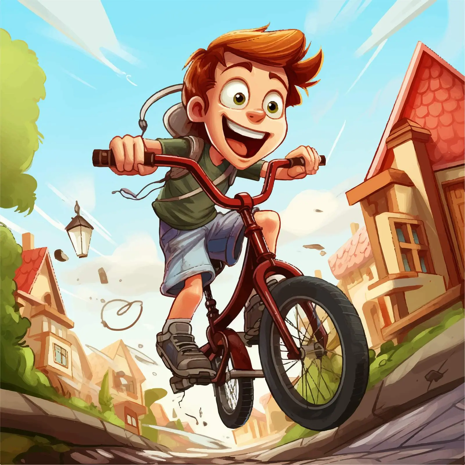 Child Falling Off Bike Illustration on Street — free download from Dotvec