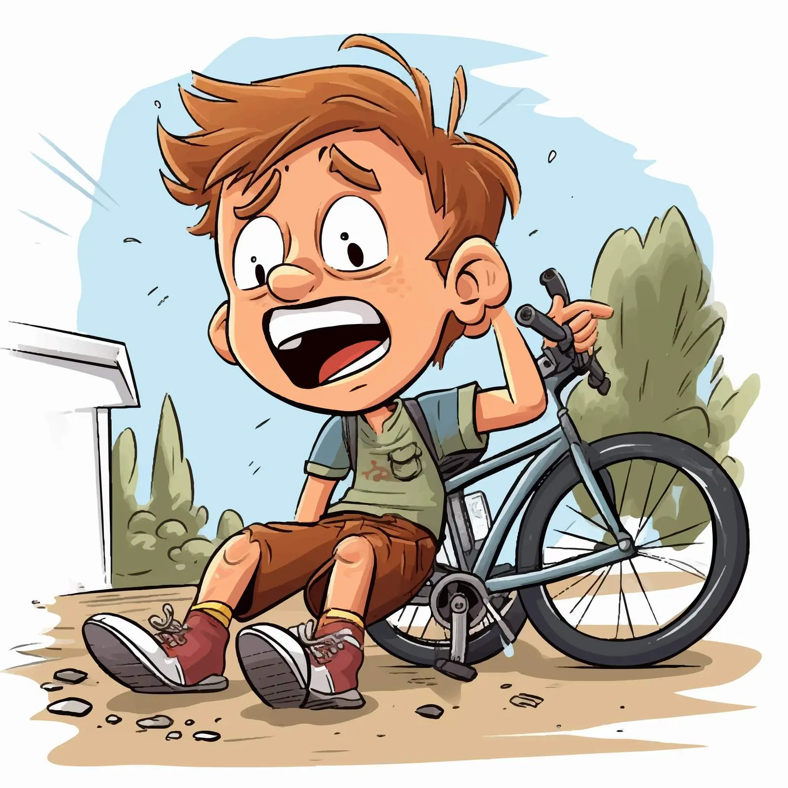 Boy Falling Off Bike Vector Illustration — free download from Dotvec
