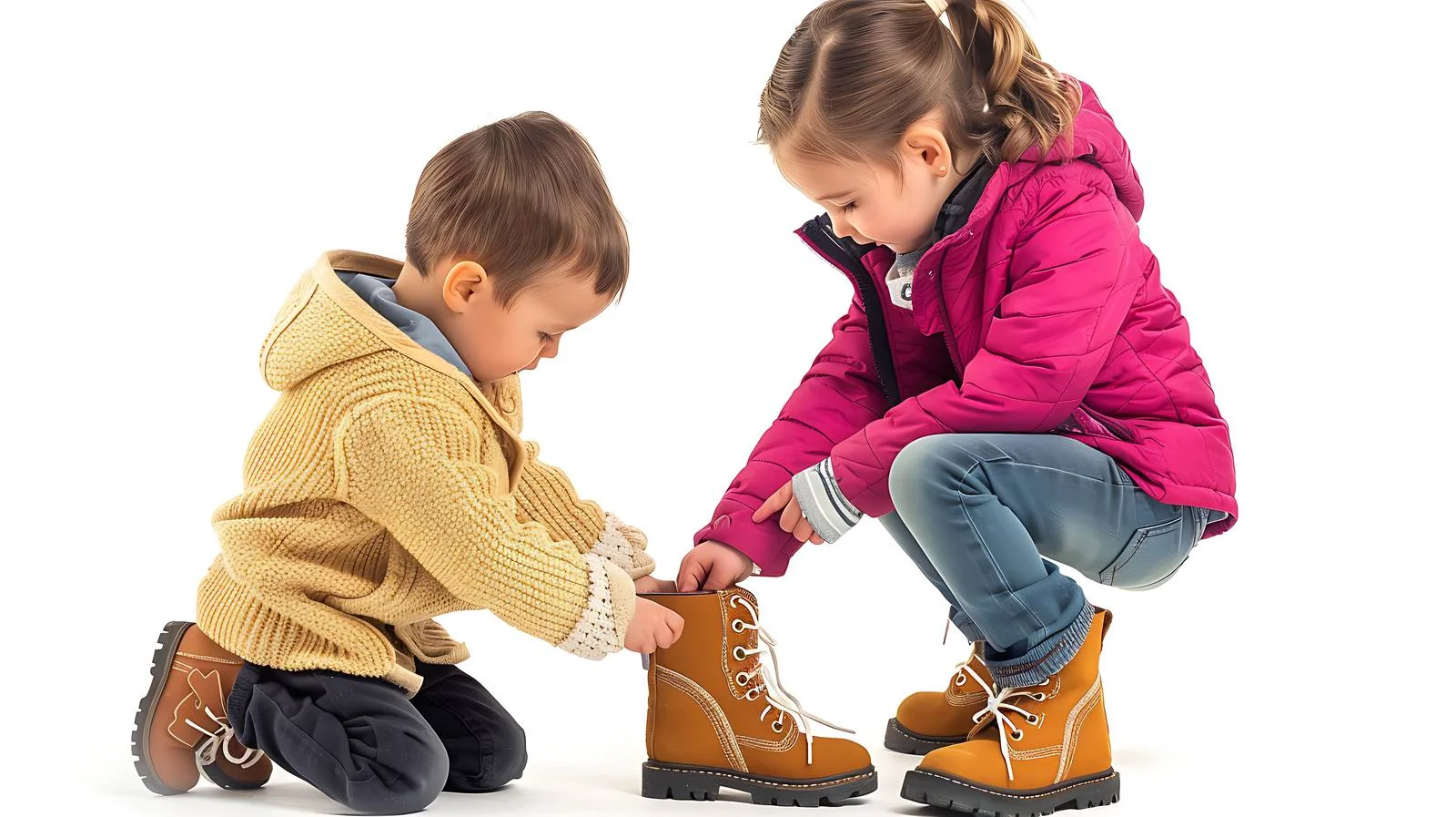 Kindergarten Boy Helping Girl with Boots — free download from Dotvec