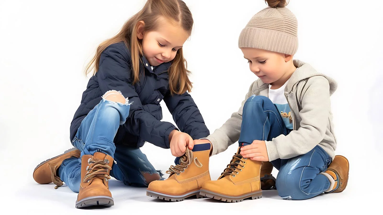 Kindergarten Assistance with Boot Putting — free download from Dotvec