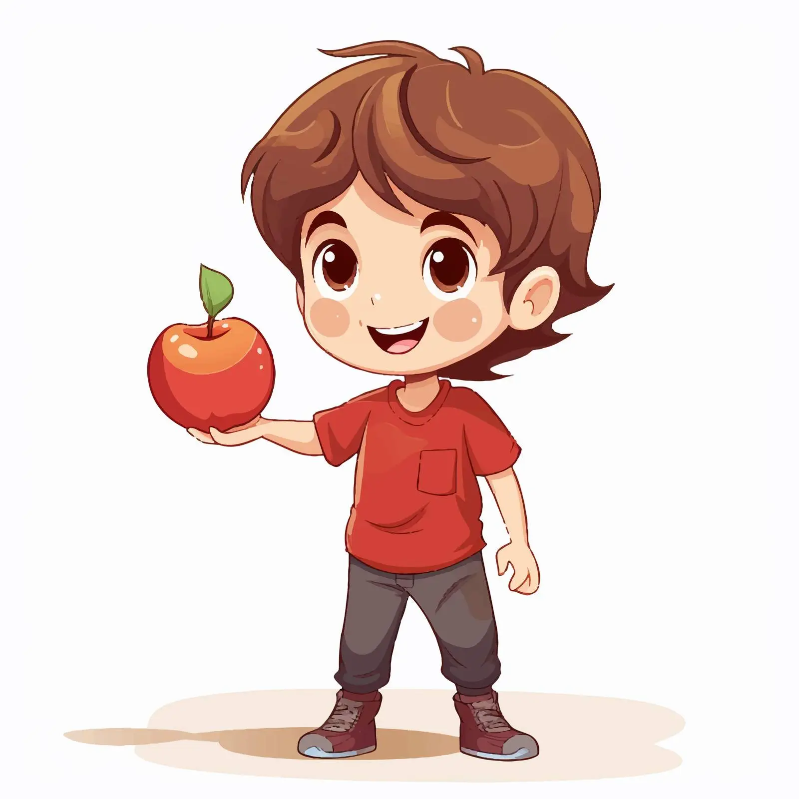 Boy Holding Apple Illustration on White Background — free download from Dotvec