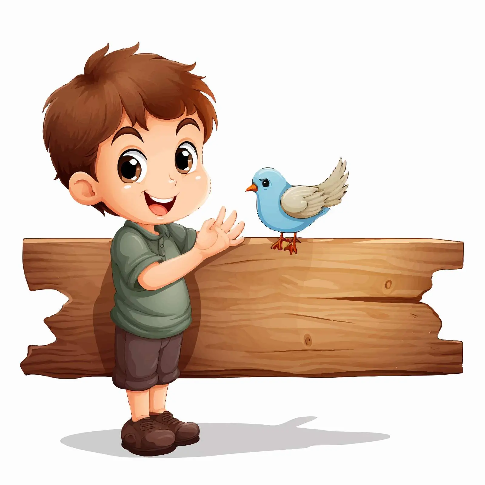 Boy with Net by Wooden Sign and Dove — free download from Dotvec
