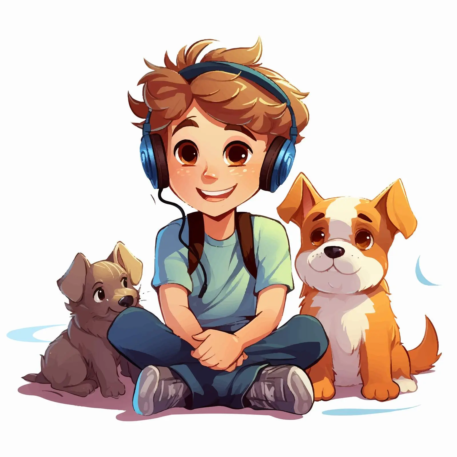 Boy with Pet Listening to Music on Floor — free download from Dotvec
