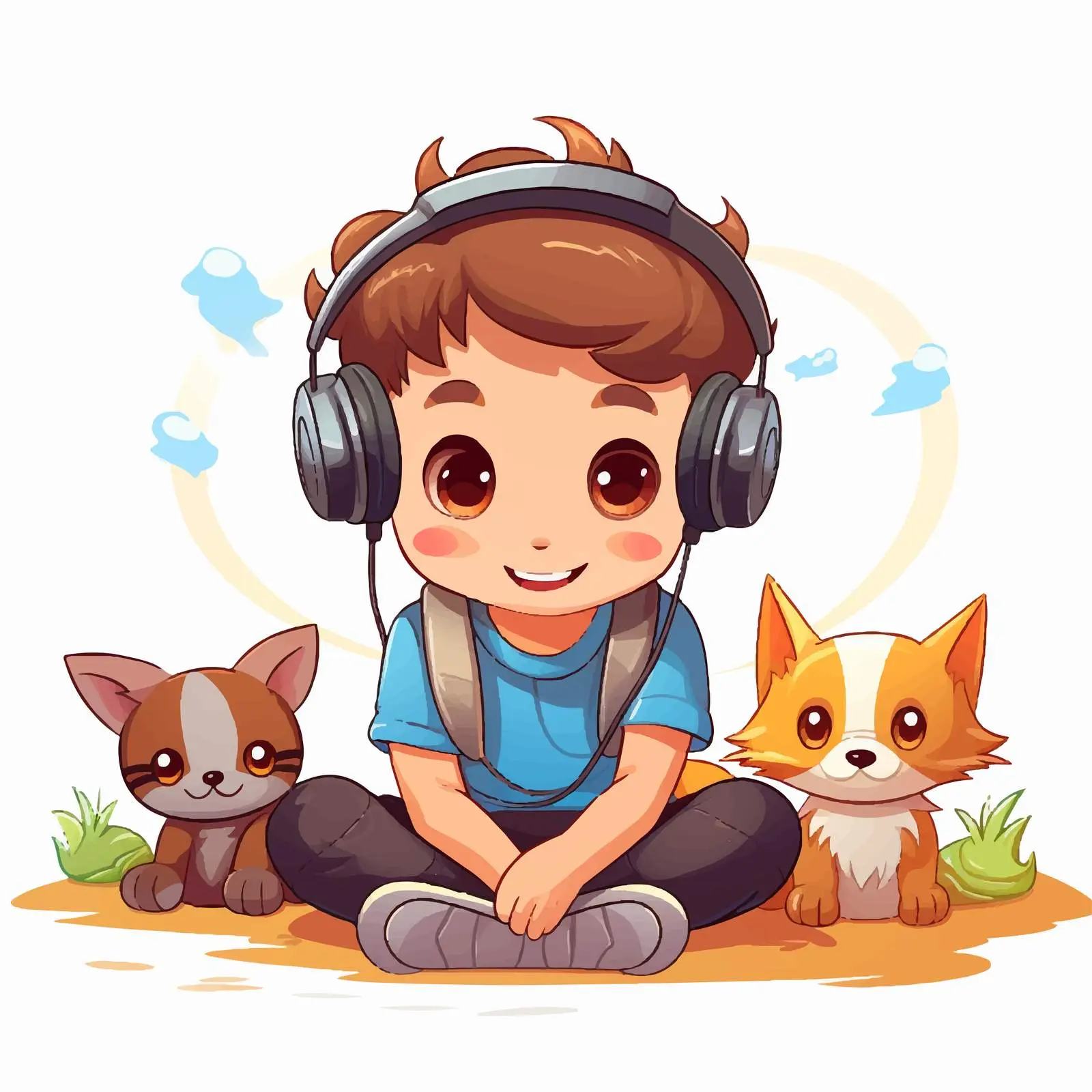 Boy with Pet Listening to Music — free download from Dotvec