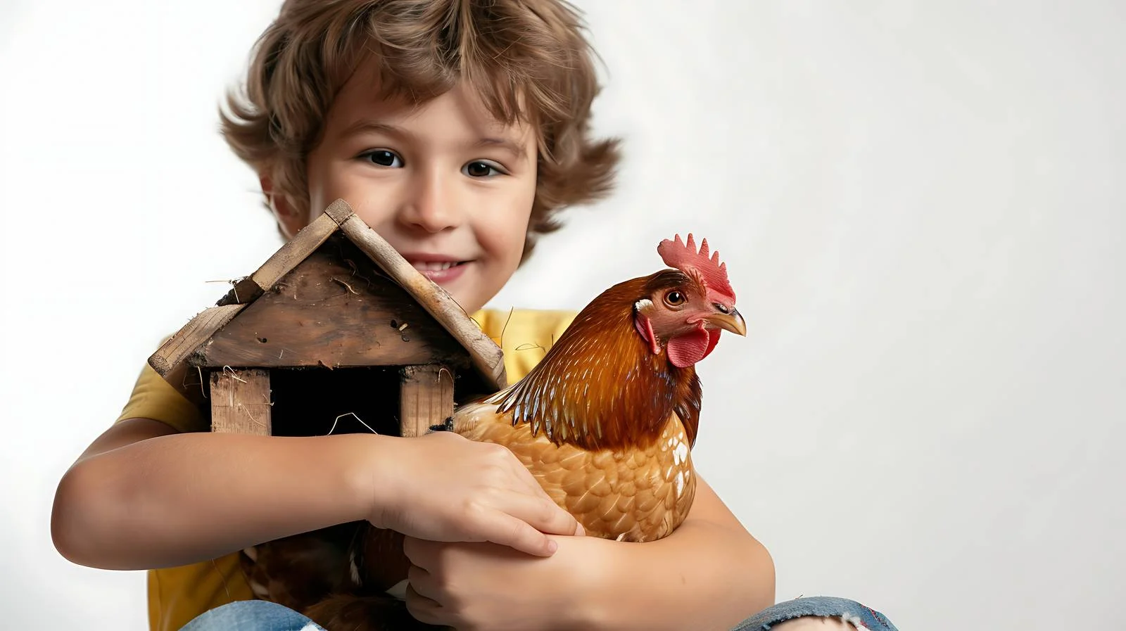 Child with Polish Chicken in Garden — free download from Dotvec