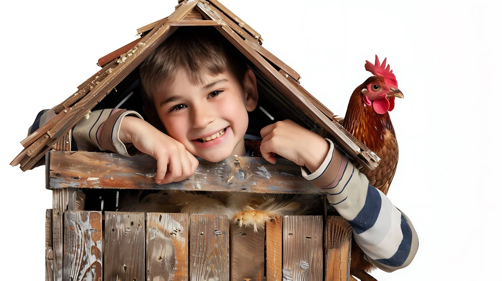 Boy with Polish Chicken in Garden — free download from Dotvec