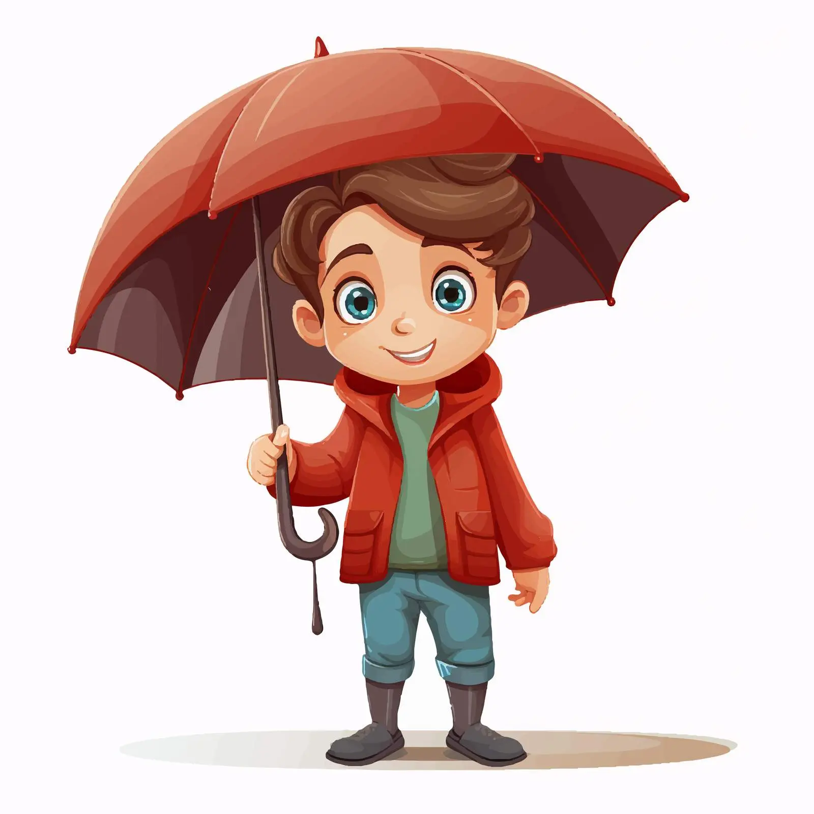 Cartoon Boy Holding Umbrella Vector Illustration — free download from Dotvec