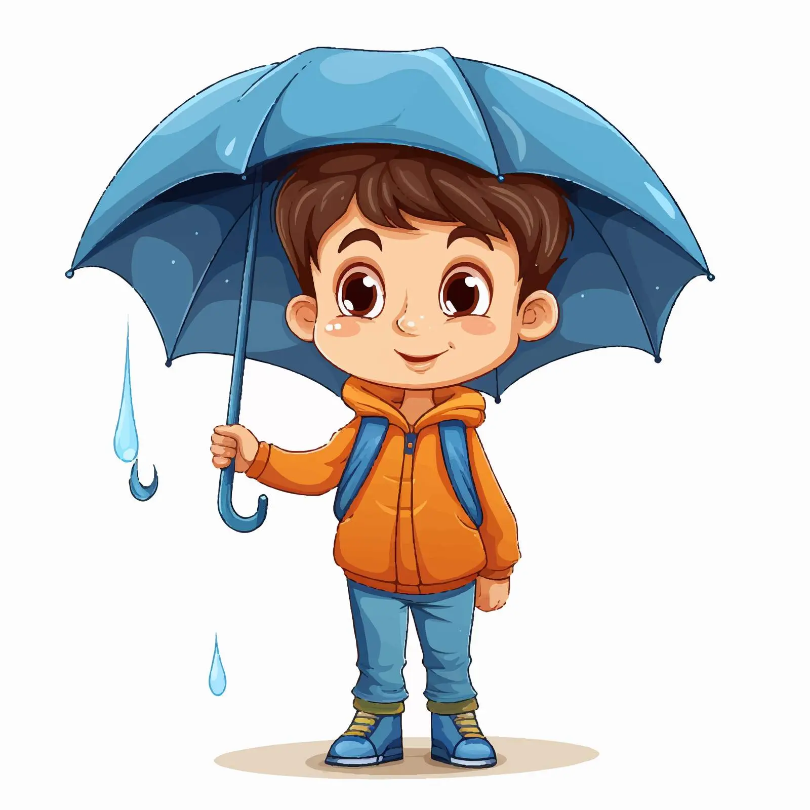 Cartoon Boy with Umbrella Illustration — free download from Dotvec
