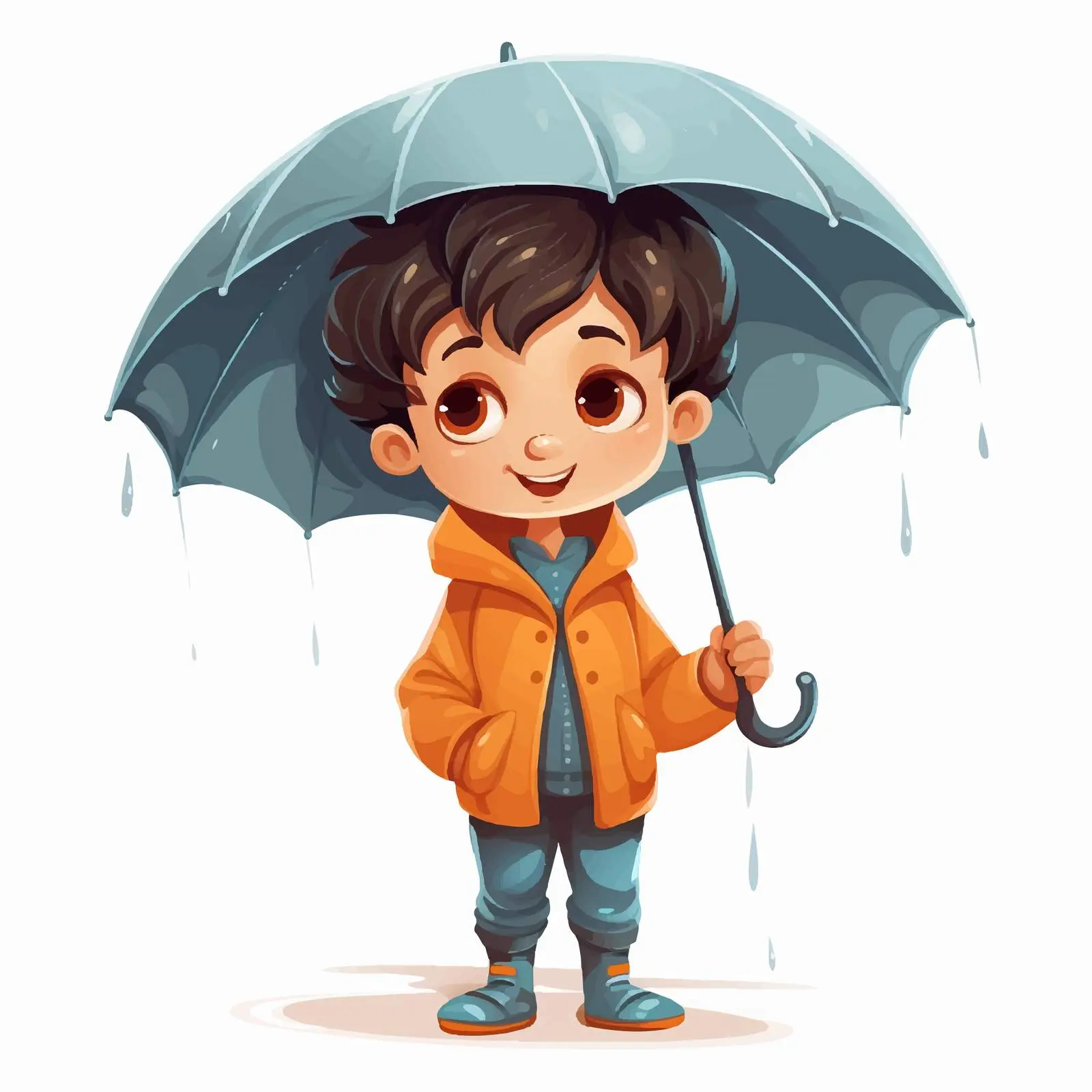 Boy Holding Umbrella Cartoon Vector Illustration — free download from Dotvec