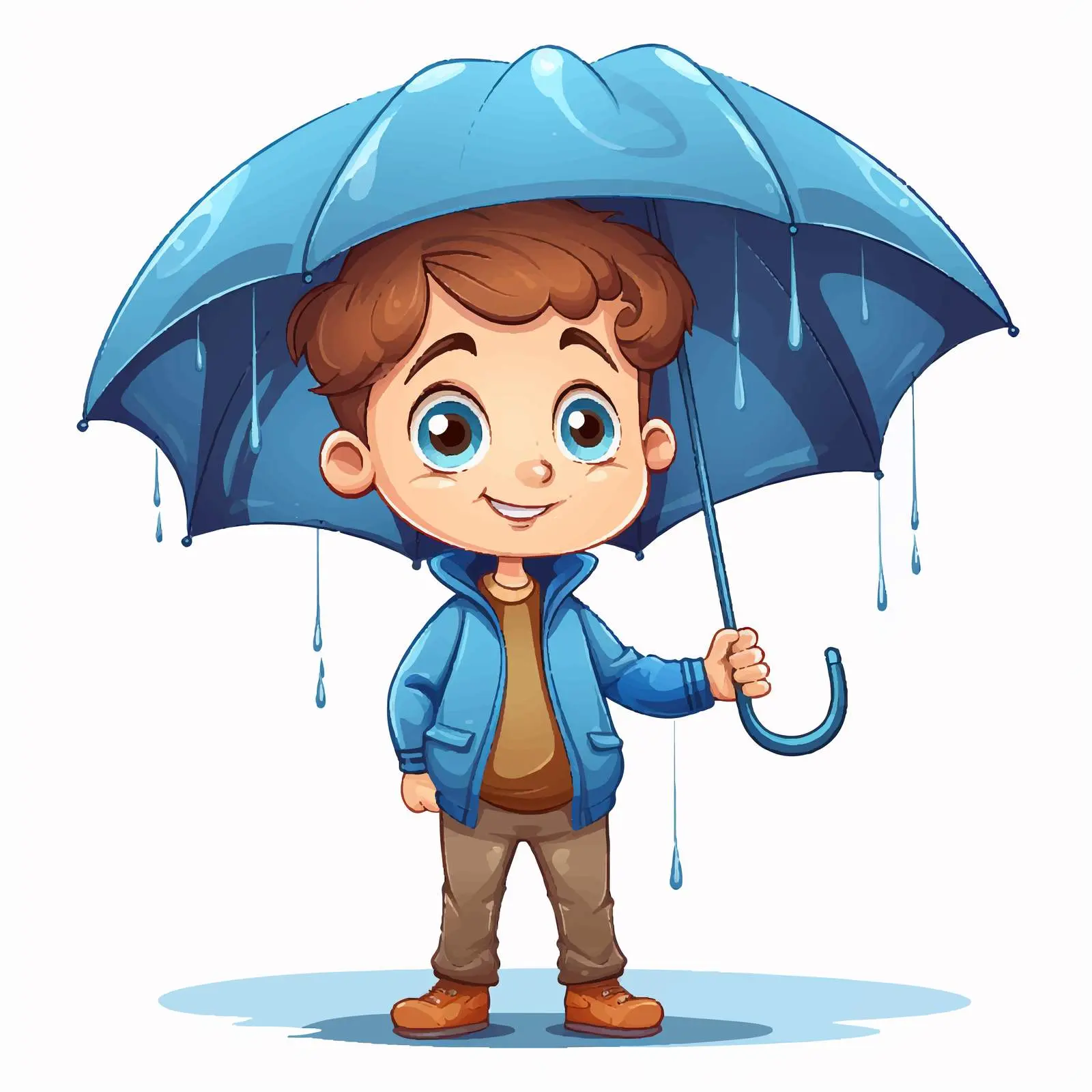 Cartoon Boy with Umbrella Vector Illustration — free download from Dotvec