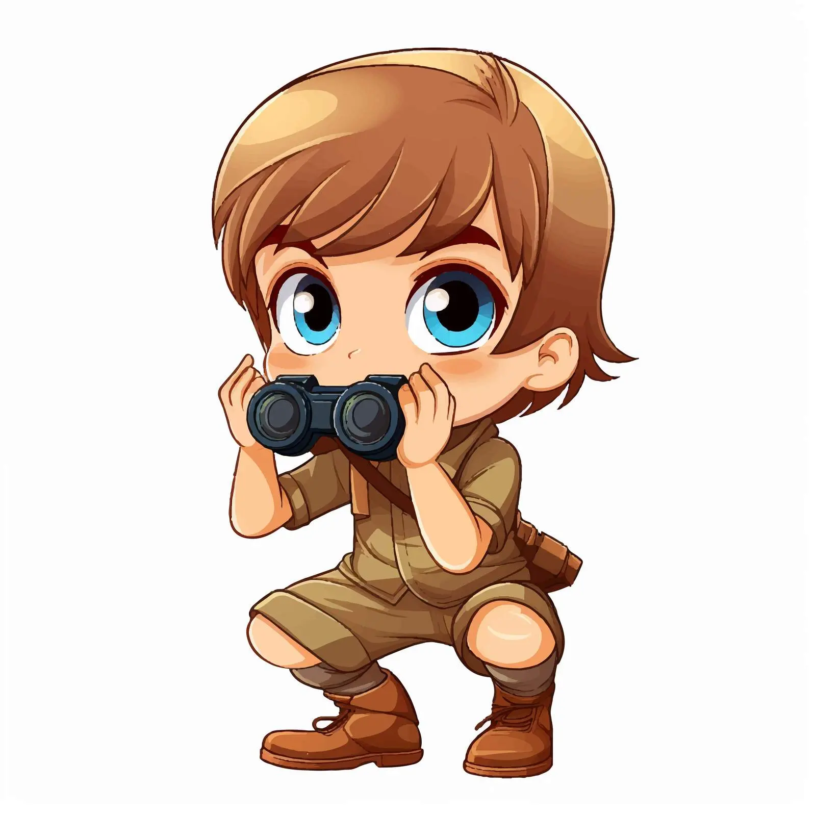 Boy Using Binoculars - Vector Illustration — free download from Dotvec