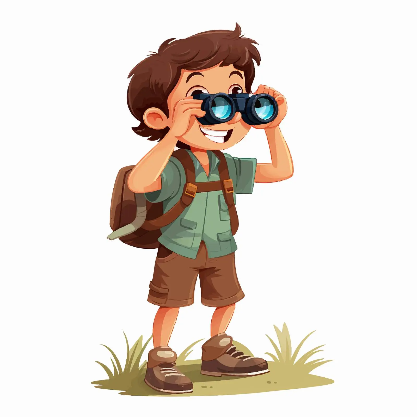 Boy Using Binoculars Illustration on White Background — free download from Dotvec