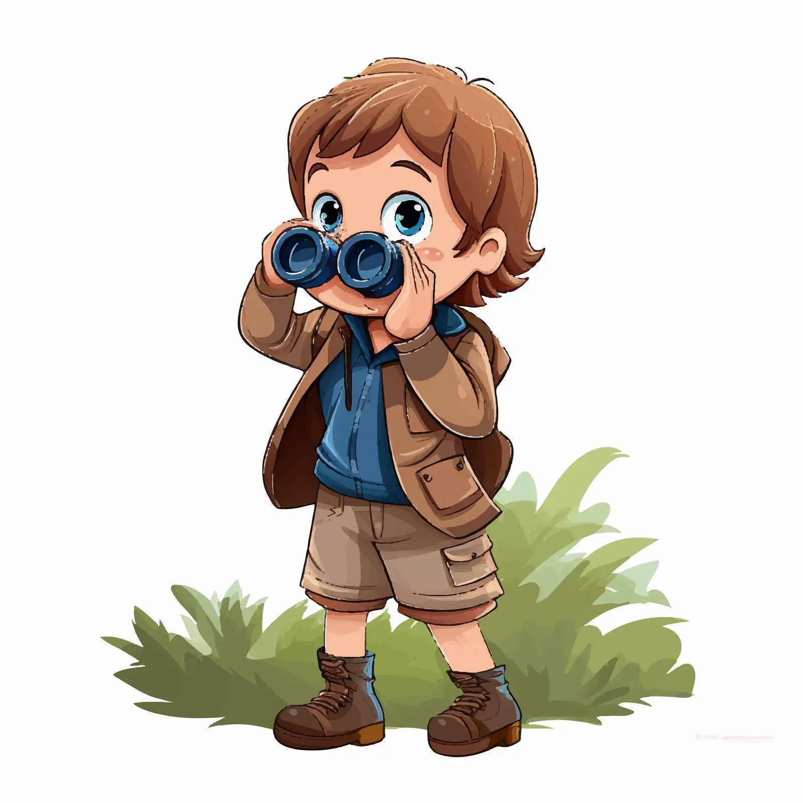 Boy Looking Through Binoculars Illustration — free download from Dotvec