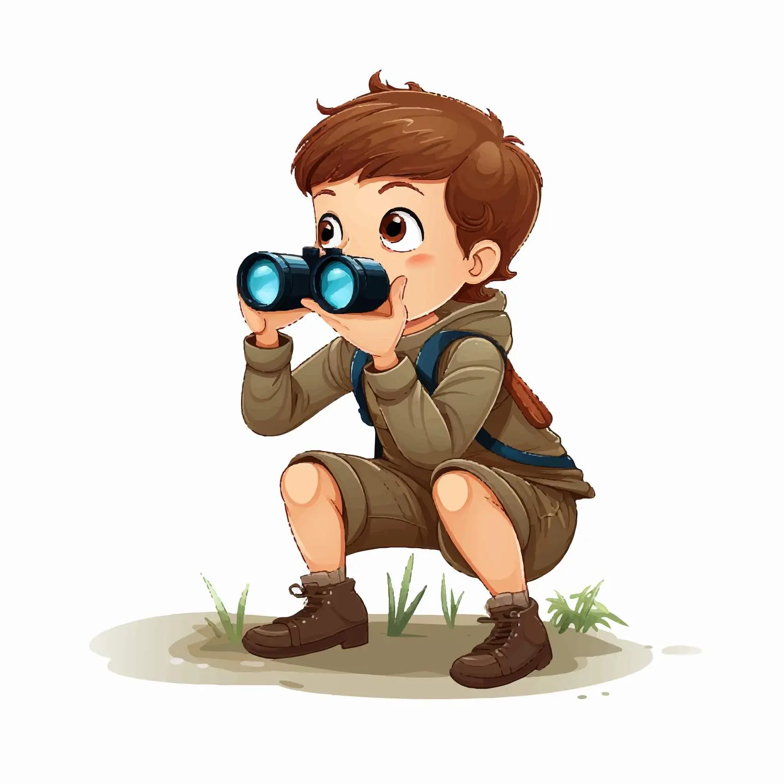 Boy Looking Through Binoculars Illustration — free download from Dotvec
