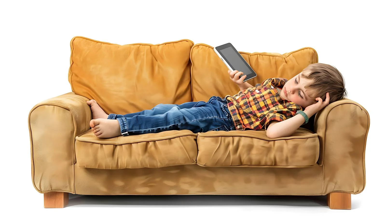 Young Boy Napping on Tablet — free download from Dotvec